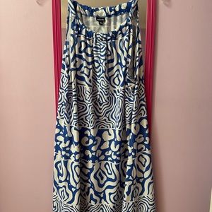 blue and white  dress , size XL Rafaela . 34 “ from strap to bottom of dress ,